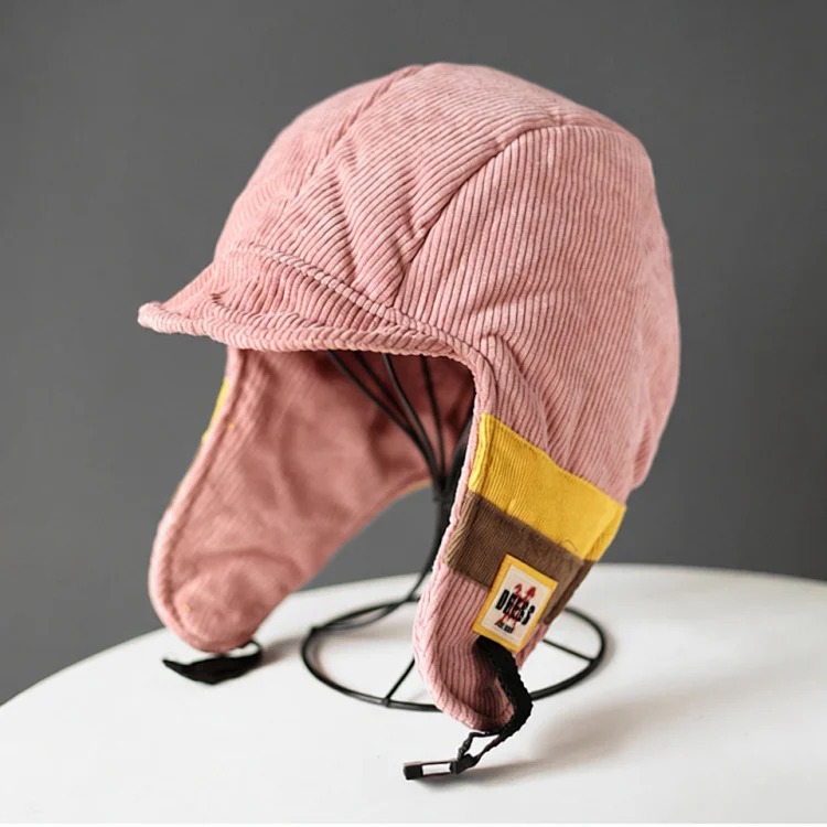 Young men and women contrasting color splicing Lei Feng hat men's winter cold protection plus velvet warm hat outdoor cycling ear protection Northeast