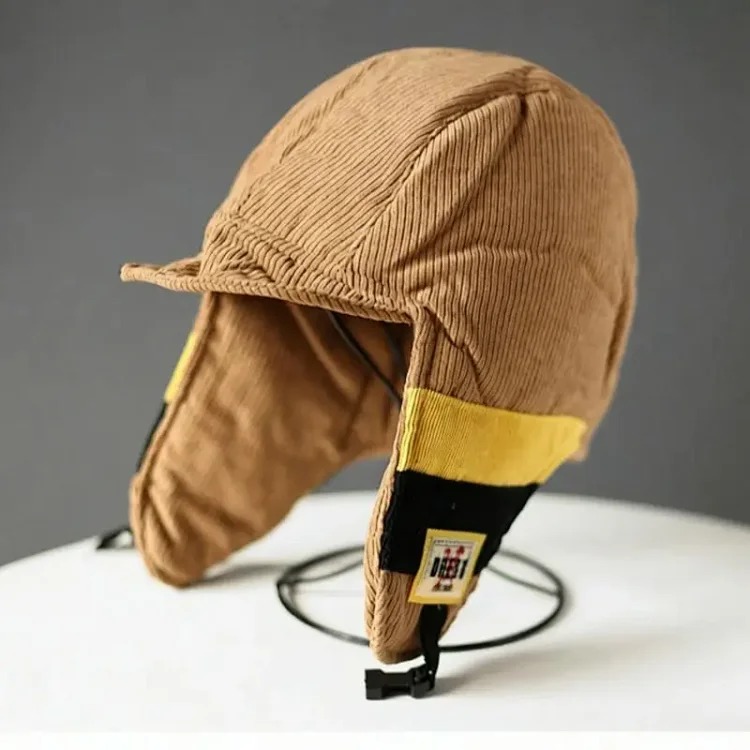 Young men and women contrasting color splicing Lei Feng hat men's winter cold protection plus velvet warm hat outdoor cycling ear protection Northeast