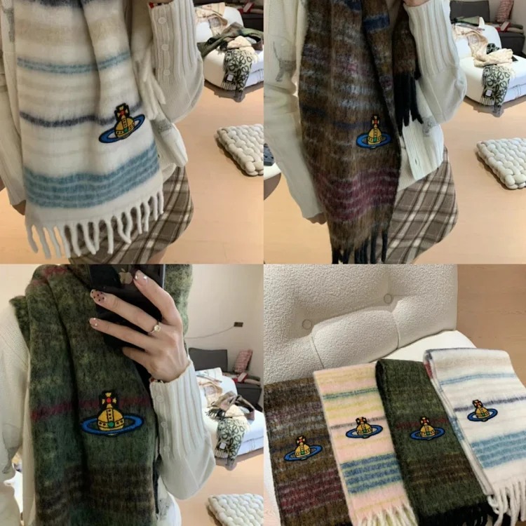 Bears Mohair Alpaca Saturn Stripe Scarf Comes in a Gift Box