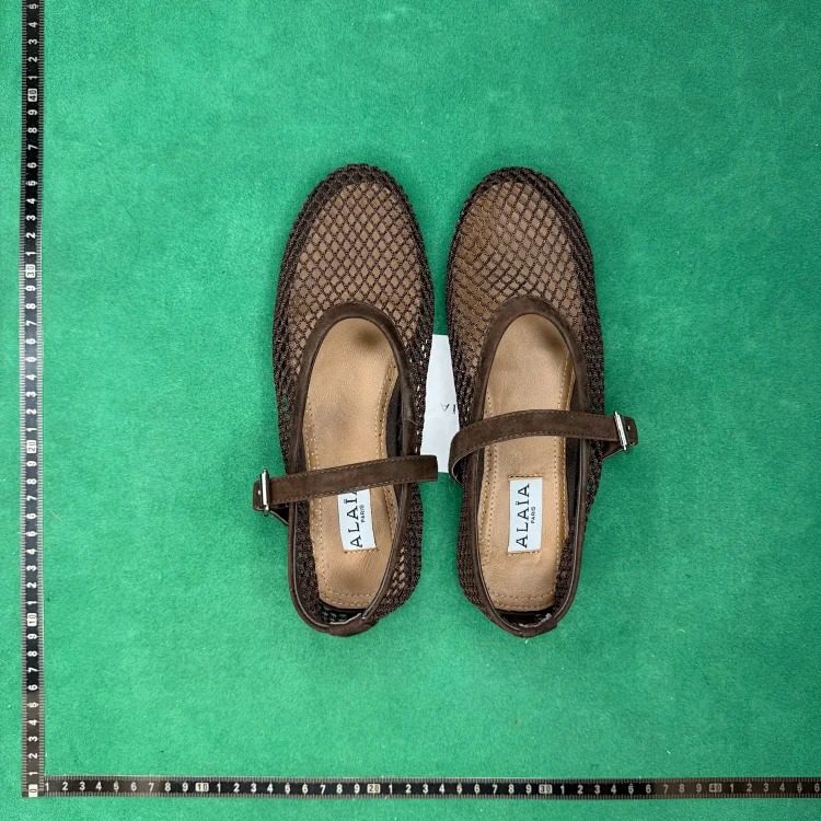 Fishnet patent leather buckle round toe ballet flats TT0 image 6
