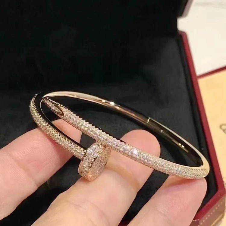 Cross-border hot style high thick gold electroplated nail full diamond bracelet Xiaohongshu live broadcast with the same style bracelet for stars