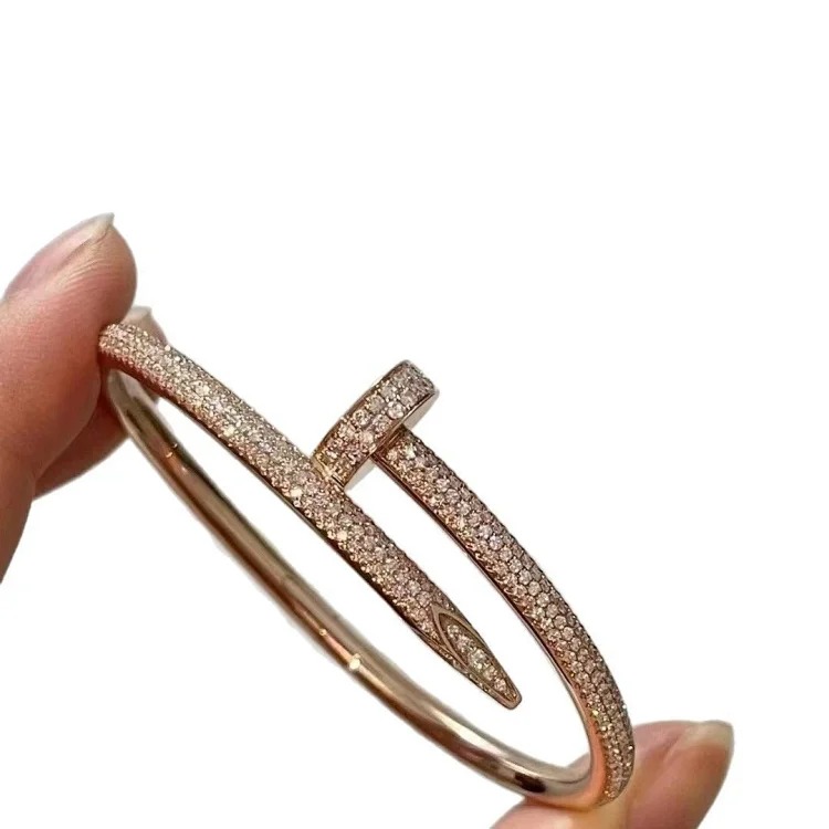 Cross-border hot style high thick gold electroplated nail full diamond bracelet Xiaohongshu live broadcast with the same style bracelet for stars