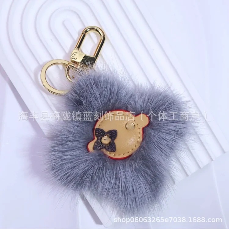 Fashionable Sunflower Plush Ball Keychain Bag Key Pendant Light Luxury Style Gift Dropshipping