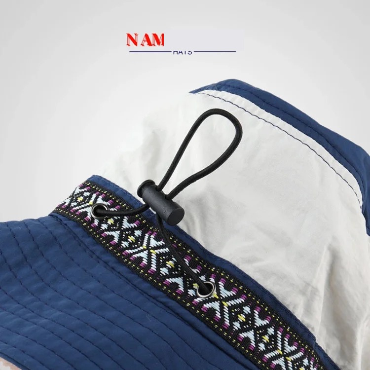 Ethnic style decorative color matching fisherman hat for men and women outdoor sun protection camping mountaineering hat summer sunshade hat quick-drying hat