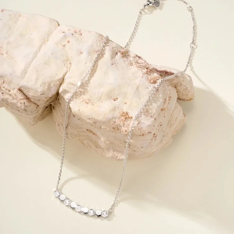 XXX-DFN honeycomb diamond necklace-3973
