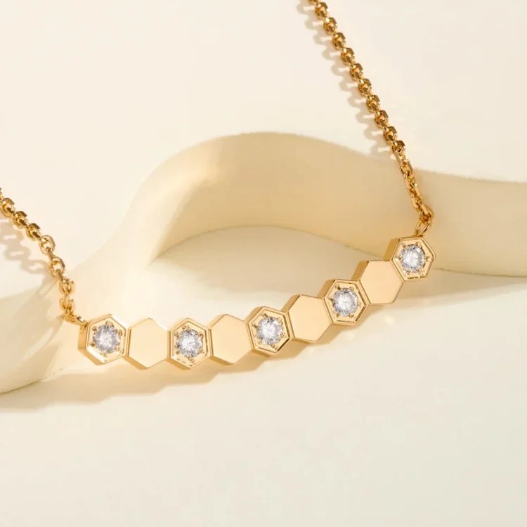 XXX-DFN honeycomb diamond necklace-3973
