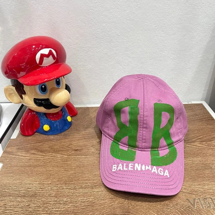 Bajia high distressed printed baseball cap for women showing face small soft top breathable retro American men's gray peaked cap
