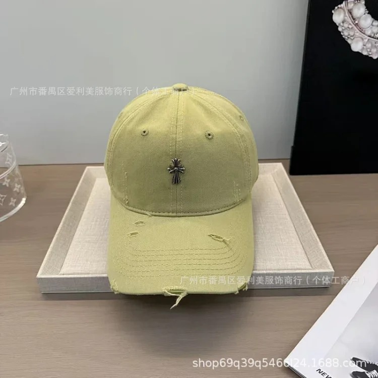 Cross Retro Fashion Baseball Hat Female Trendy Internet Celebrity Slim Destroyed Edge Couple Soft Top Peaked Hat Wholesale