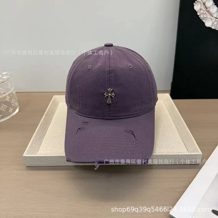 Cross Retro Fashion Baseball Hat Female Trendy Internet Celebrity Slim Destroyed Edge Couple Soft Top Peaked Hat Wholesale