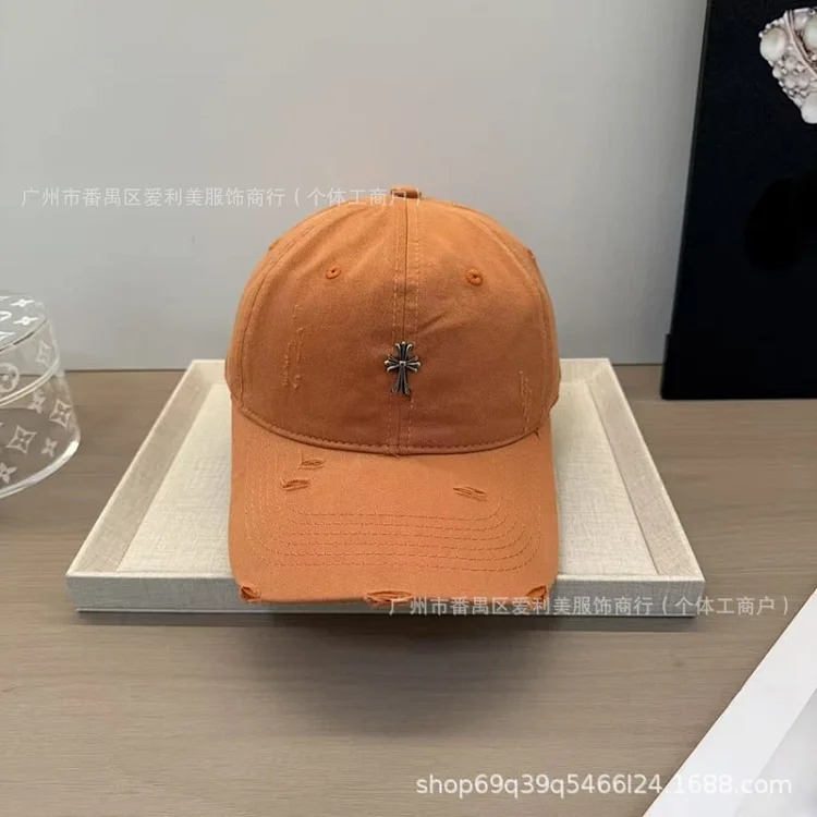 Cross Retro Fashion Baseball Hat Female Trendy Internet Celebrity Slim Destroyed Edge Couple Soft Top Peaked Hat Wholesale