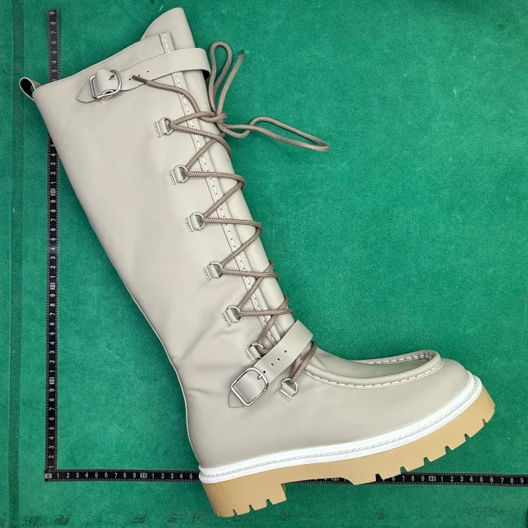 (Customized models ship in 3-7 days) TT 8 calfskin lace-up round-toe high boots image 3