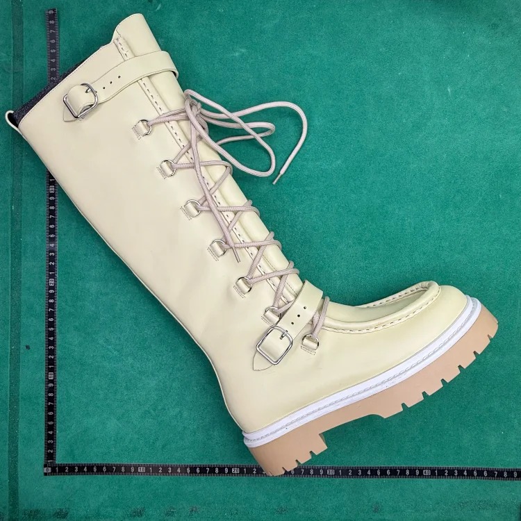 (Customized models ship in 3-7 days) TT 8 calfskin lace-up round-toe high boots image 6