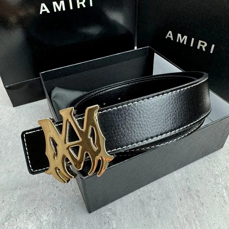 High-end AMR new leather belt Korean-style foreign trade young people's business casual versatile denim in stock image 2