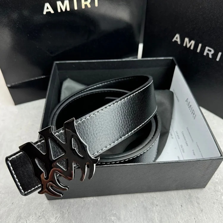 High-end AMR new leather belt Korean-style foreign trade young people's business casual versatile denim in stock image 4