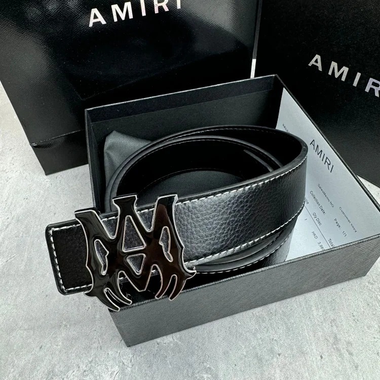 High-end AMR new leather belt Korean-style foreign trade young people's business casual versatile denim in stock image 6