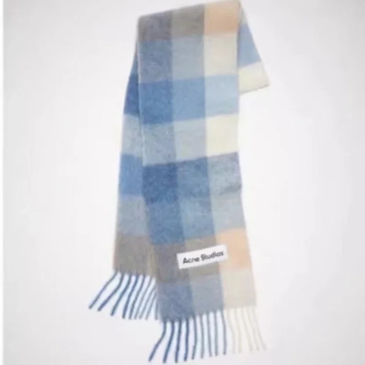 Thickened warm rainbow plaid scarf tassel color block AC shawl image 4
