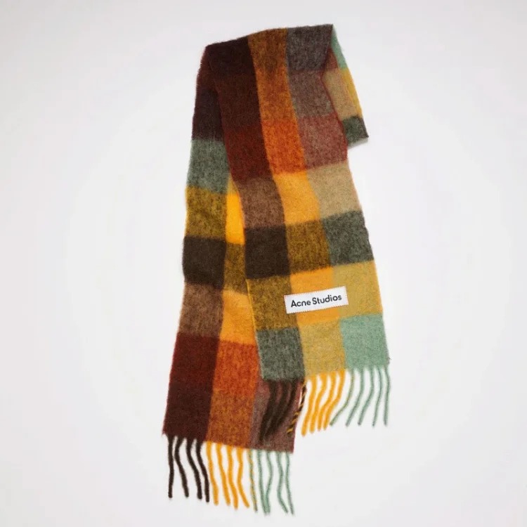 Thickened warm rainbow plaid scarf tassel color block AC shawl image 5