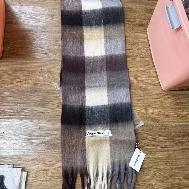 Thickened warm rainbow plaid scarf tassel color block AC shawl image 6