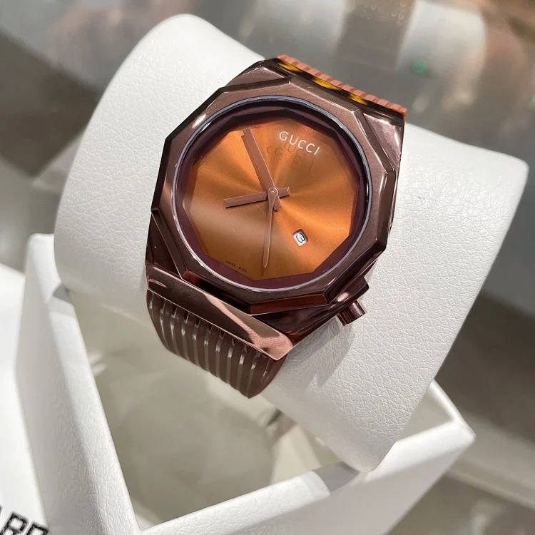 GUCCI ⌚️Coated glass 41mm12mm waterproof rubber strap with original pin buckle ➰Imported quartz movement