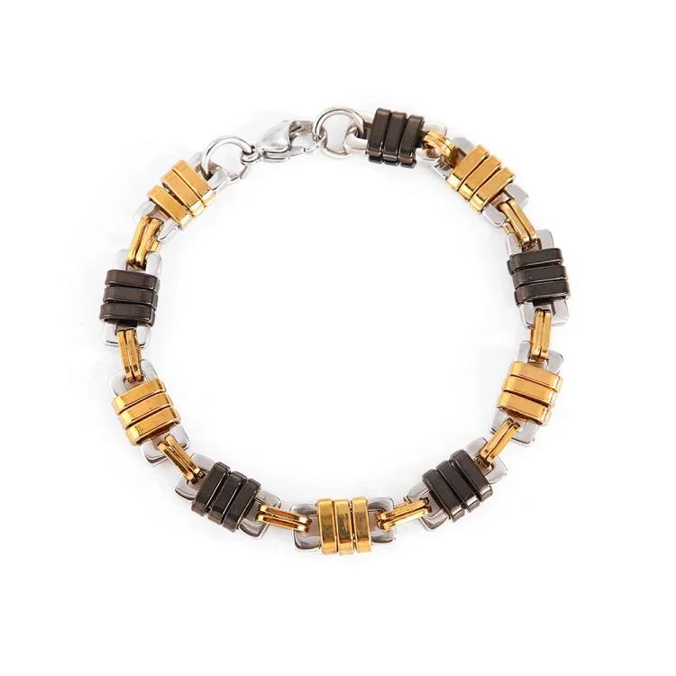 New stainless steel men's necklace, personalized and versatile beaded bracelet for women, retro design, non-fading jewelry wholesale