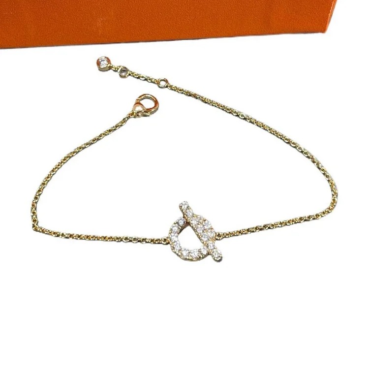 H family pig nose small Q letter full diamond necklace women's 925 thick plated 18k rose gold Seiko light luxury versatile clavicle chain