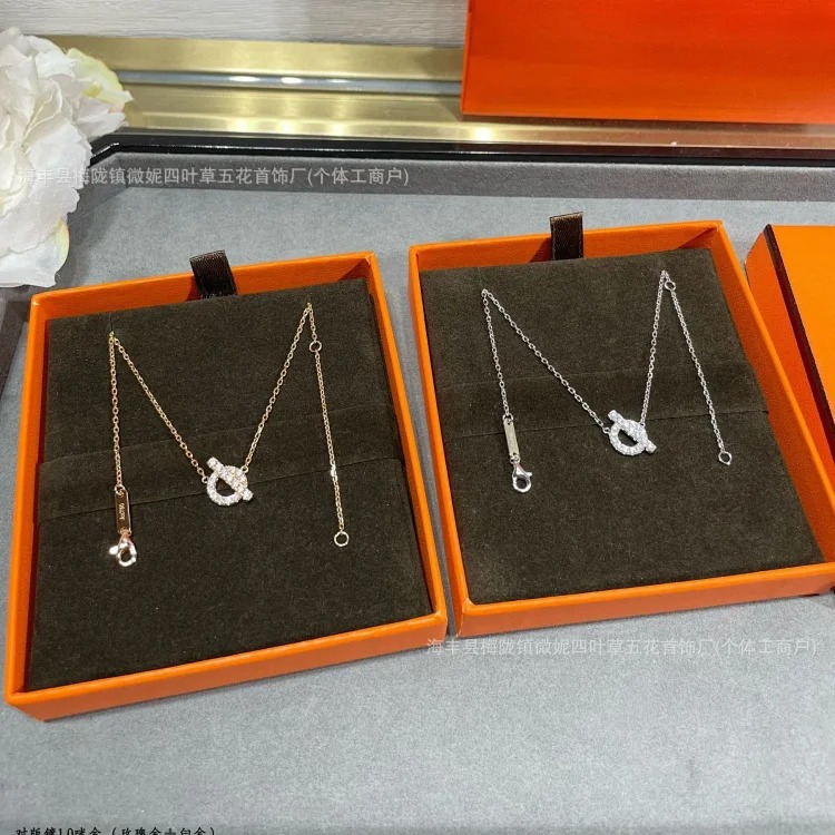 H family pig nose small Q letter full diamond necklace women's 925 thick plated 18k rose gold Seiko light luxury versatile clavicle chain