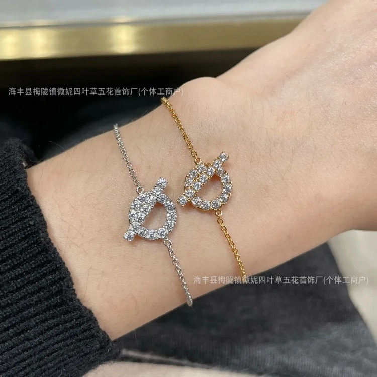 H family pig nose small Q letter full diamond necklace women's 925 thick plated 18k rose gold Seiko light luxury versatile clavicle chain