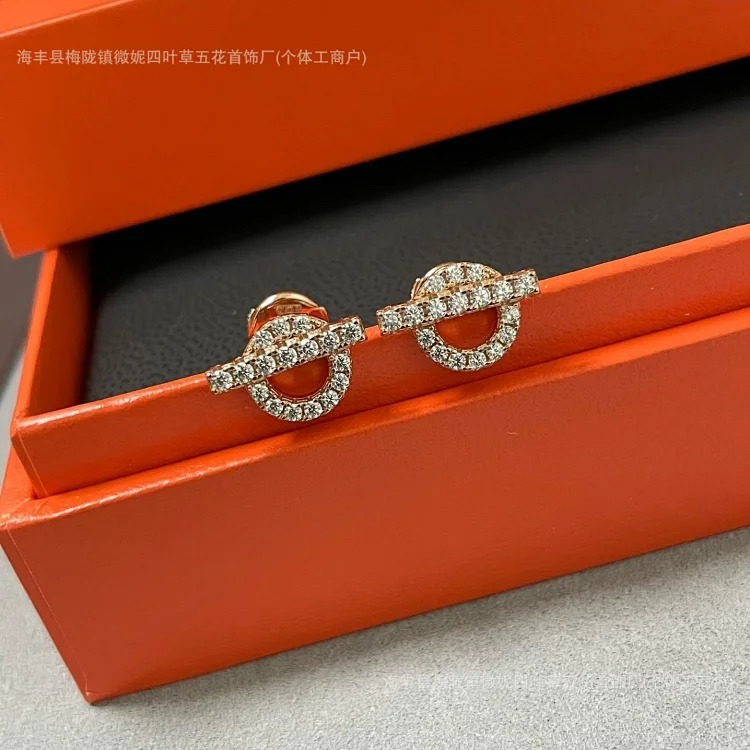 H family pig nose small Q letter full diamond necklace women's 925 thick plated 18k rose gold Seiko light luxury versatile clavicle chain