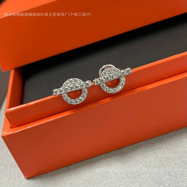 H family pig nose small Q letter full diamond necklace women's 925 thick plated 18k rose gold Seiko light luxury versatile clavicle chain