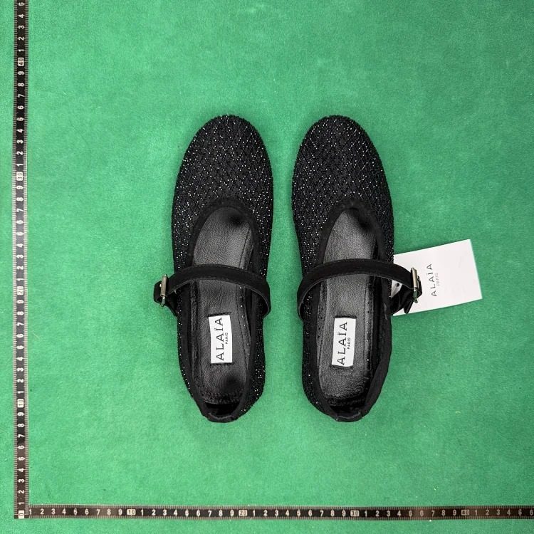 Leather and fabric round toe buckle ballet flats TT4 image 2