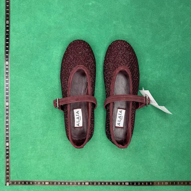 Leather and fabric round toe buckle ballet flats TT4 image 4