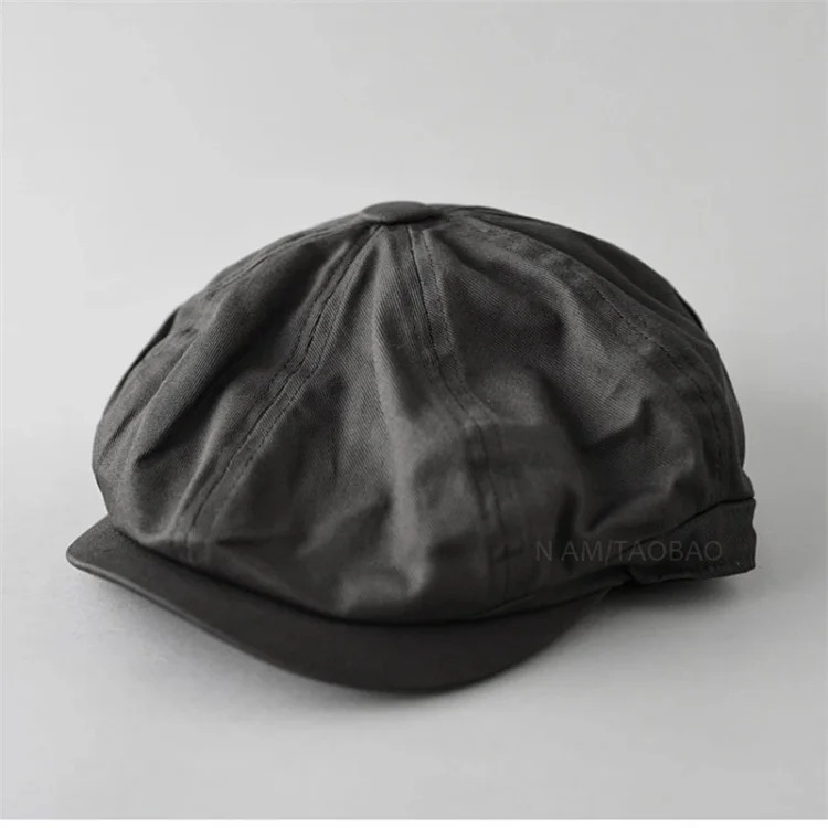 Style Japanese retro painter's peaked cap for men and women, all-season short-brimmed casual versatile gentleman's octagonal hat