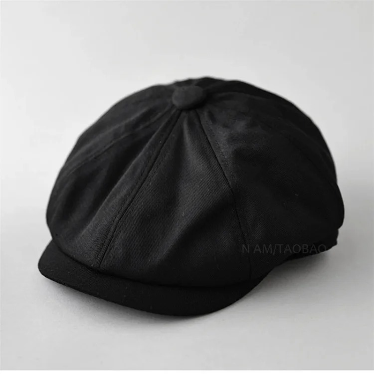Style Japanese retro painter's peaked cap for men and women, all-season short-brimmed casual versatile gentleman's octagonal hat