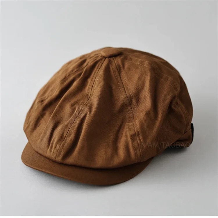 Style Japanese retro painter's peaked cap for men and women, all-season short-brimmed casual versatile gentleman's octagonal hat