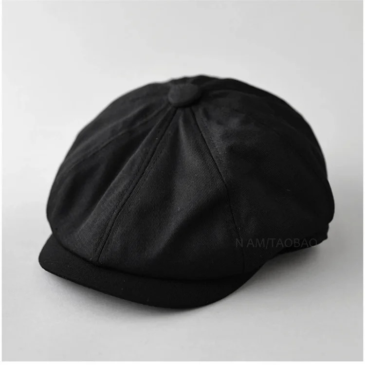Style Japanese retro painter's peaked cap for men and women, all-season short-brimmed casual versatile gentleman's octagonal hat