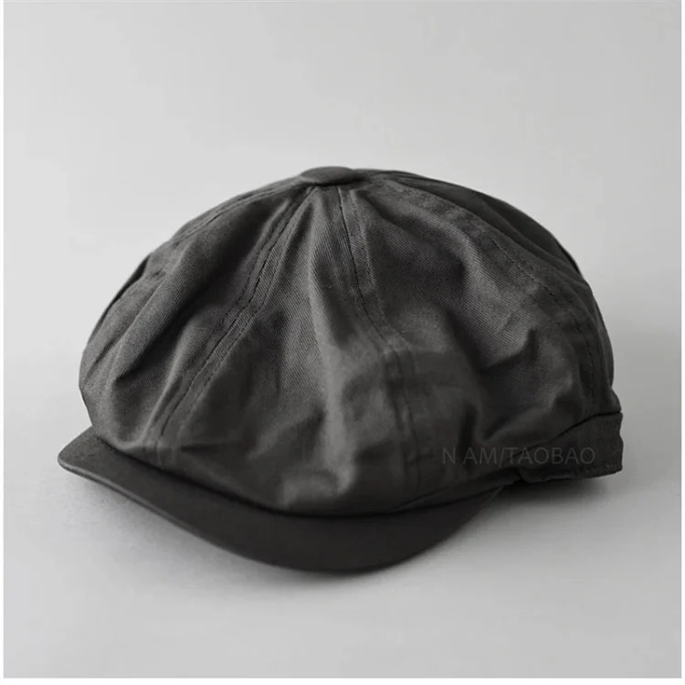 Style Japanese retro painter's peaked cap for men and women, all-season short-brimmed casual versatile gentleman's octagonal hat