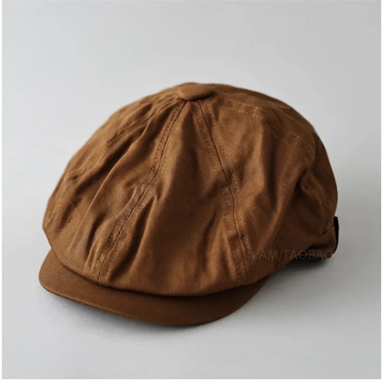 Style Japanese retro painter's peaked cap for men and women, all-season short-brimmed casual versatile gentleman's octagonal hat