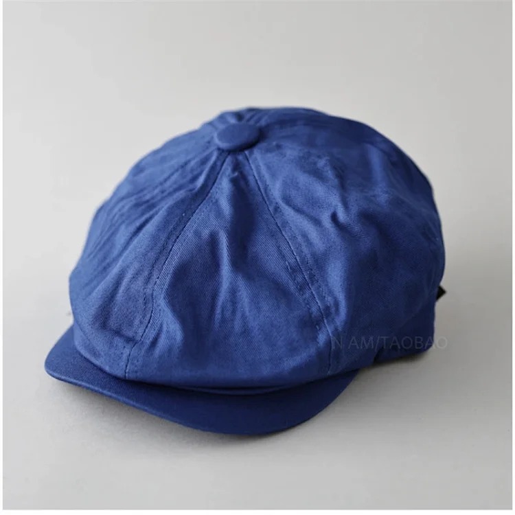 Style Japanese retro painter's peaked cap for men and women, all-season short-brimmed casual versatile gentleman's octagonal hat