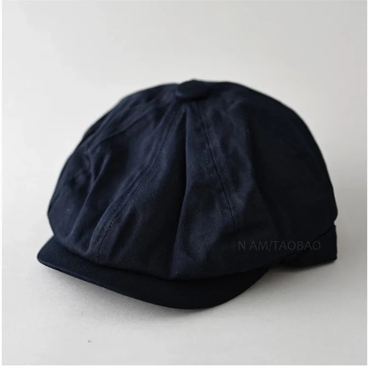 Style Japanese retro painter's peaked cap for men and women, all-season short-brimmed casual versatile gentleman's octagonal hat