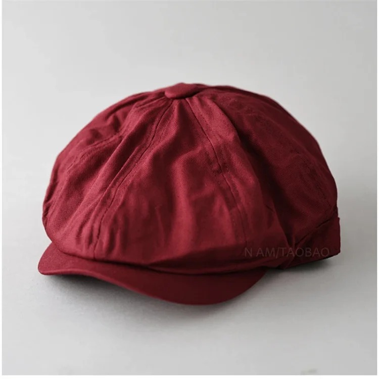 Style Japanese retro painter's peaked cap for men and women, all-season short-brimmed casual versatile gentleman's octagonal hat
