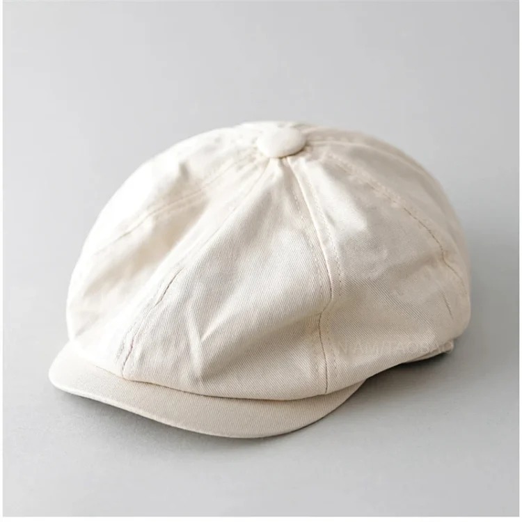 Style Japanese retro painter's peaked cap for men and women, all-season short-brimmed casual versatile gentleman's octagonal hat