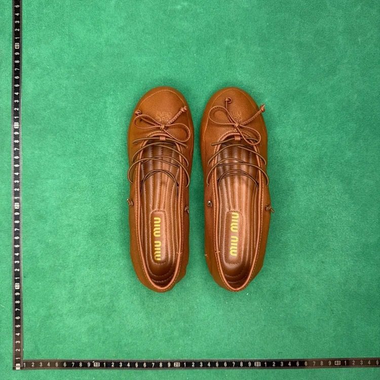 Round toe lace-up embroidered logo ballet shoes TT4 image 3