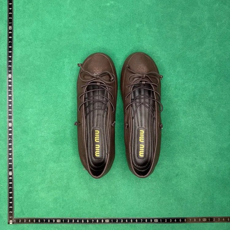 Round toe lace-up embroidered logo ballet shoes TT4 image 4