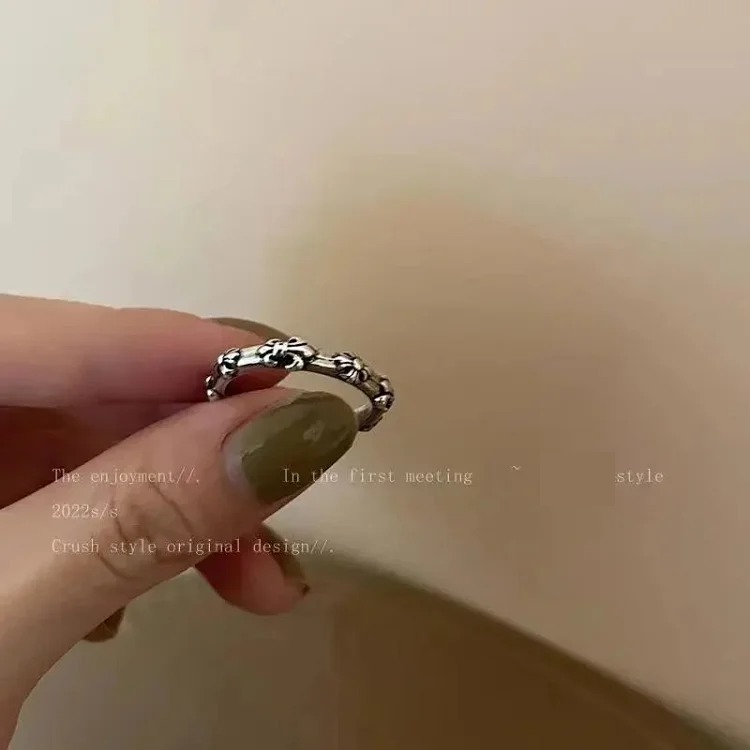 Versatile cross gothic ring for men and women, trendy retro old European and American style ring opening, adjustable cool relief