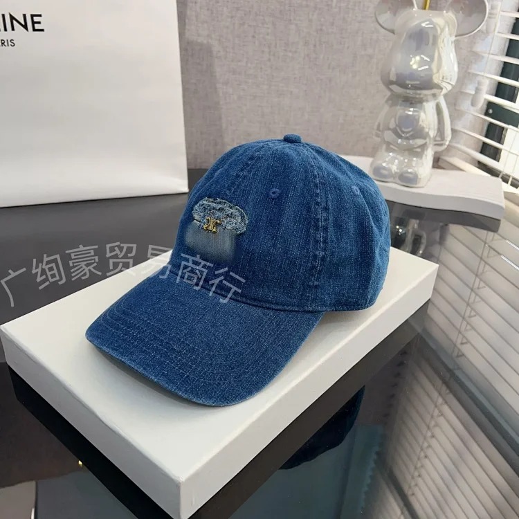 Celine Miaojiami high-quality denim Arc de Triomphe baseball cap for men and women ins Internet celebrity live broadcast soft top peaked hat sun hat