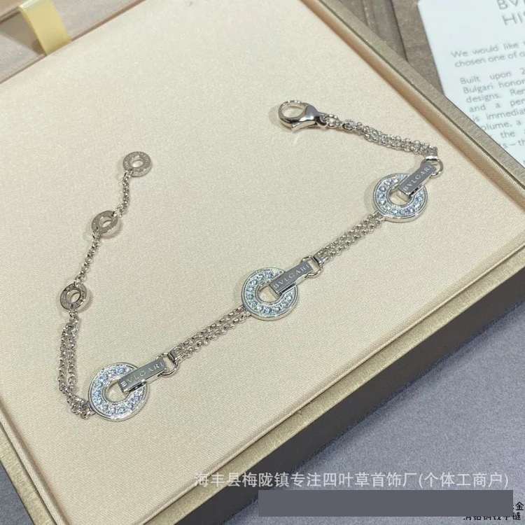 High round cake coin copper coin bracelet, fortune-telling, full of diamonds, hand-made jewelry, double-layered circle jewelry for women