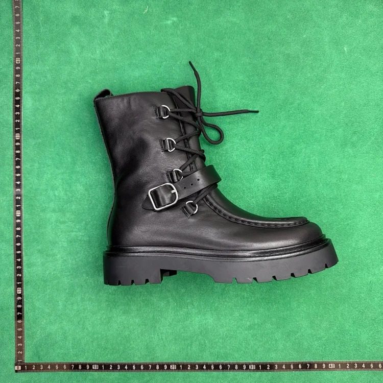 (Customized models ship in 3-7 days) TT 8 calfskin round toe lace-up ankle boots image 2