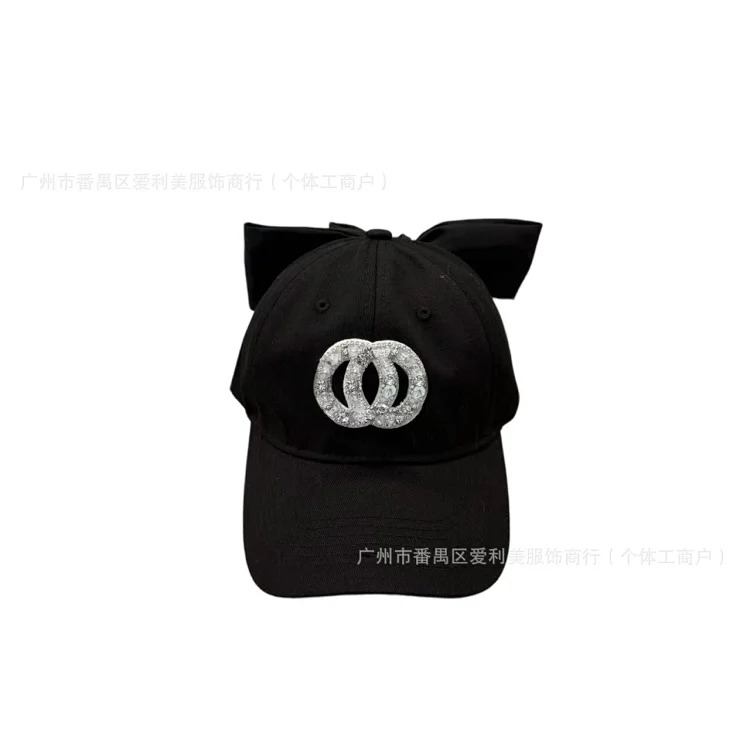 Chanel Light luxury rhinestone double C bow baseball cap for men and women spring and sun-resistant sun visor with a small face cap