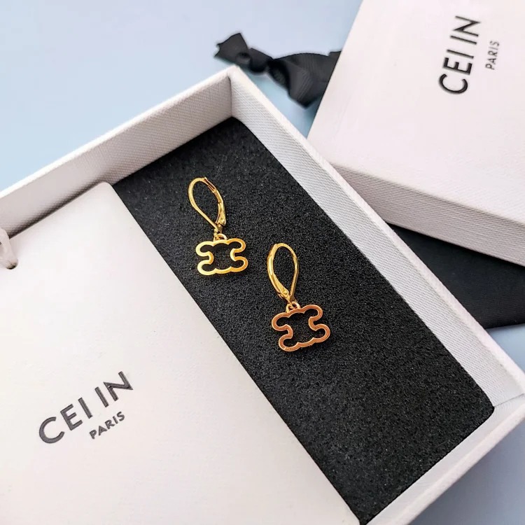 Celine Simple Arc de Triomphe Hollow Logo Necklace French Light Luxury Cold Style Earrings Blogger's Same Style Versatile Necklace for Women