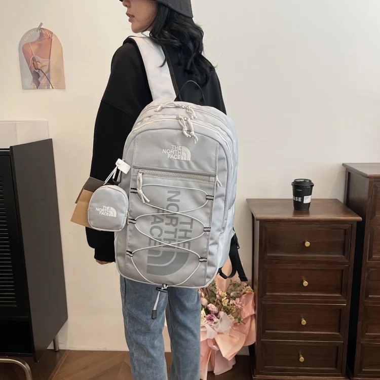 Adidas The Nrth Fce Street Fashion Casual Backpack Men's and Women's Large Capacity Sports Backpack Computer Bag Campus High School College Student Bag